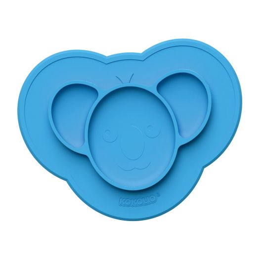 Kokolio Non Slip Eating Learning Plate, Silicone Plate for Babies, Baby Bowl, BLW Plate, Baby Plate Koali - Blue