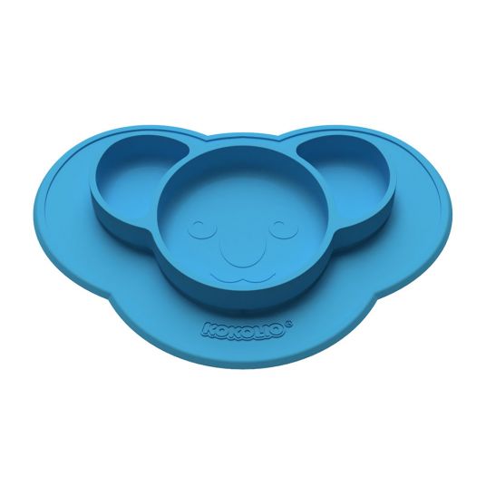 Kokolio Non Slip Eating Learning Plate, Silicone Plate for Babies, Baby Bowl, BLW Plate, Baby Plate Koali - Blue