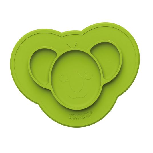 Kokolio Non Slip Eating Learning Plate, Silicone Plate for Babies, Baby Bowl, BLW Plate, Baby Plate Koali - Green