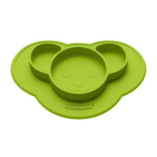 Kokolio Non Slip Eating Learning Plate, Silicone Plate for Babies, Baby Bowl, BLW Plate, Baby Plate Koali - Green