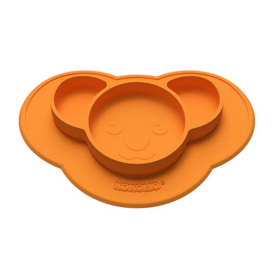 Kokolio Non Slip Eating Learning Plate, Silicone Plate for Babies, Baby Bowl, BLW Plate, Koali Baby Plate - Orange