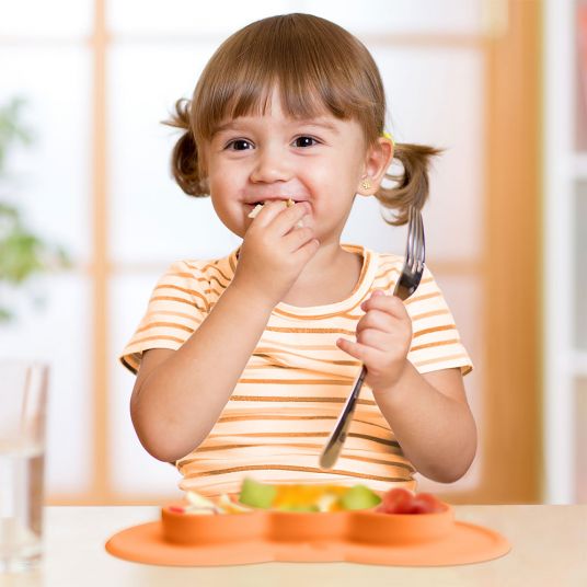 Kokolio Piatti da mangiare antiscivolo, piatti in silicone per bambini, ciotola per bambini, piatti BLW, piatti per bambini Koali - Arancione