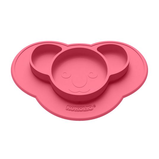 Kokolio Non Slip Eating Learning Plate, Silicone Plate for Baby, Baby Bowl, BLW Plate, Baby Plate Koali - Pink