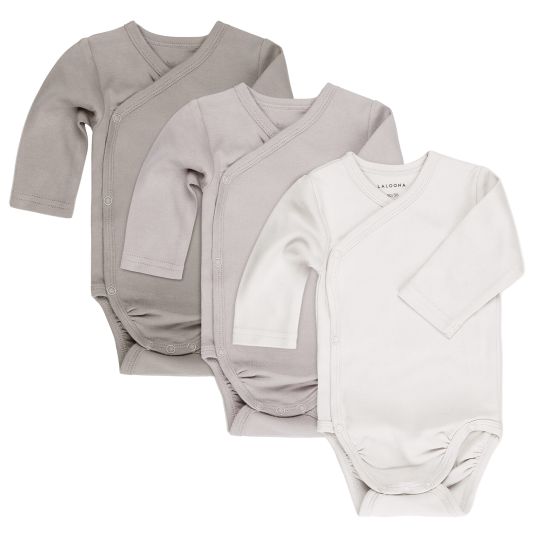 LaLoona 18-piece first baby set including 3 swaddling bodysuits, 2 rompers, 2 pyjamas, 2 first baby hats, 3 pairs of scratch mittens & 6 pairs of first baby socks - natural white - size 62/68