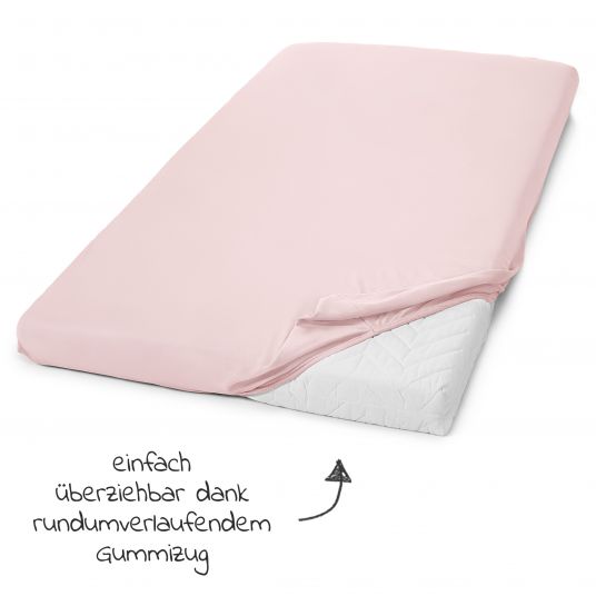 LaLoona Pack of 2 fitted sheet for crib 60 x 120 / 70 x 140 cm - White Pink