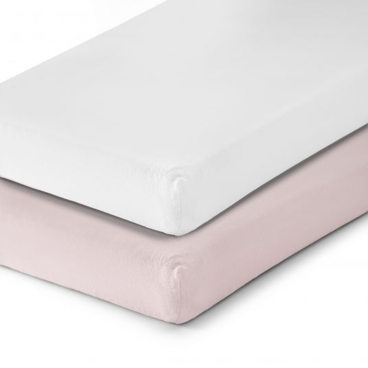 LaLoona 2er Pack Spannbetttuch für Kinderbett 60 x 120 / 70 x 140 cm - Weiß Rosa