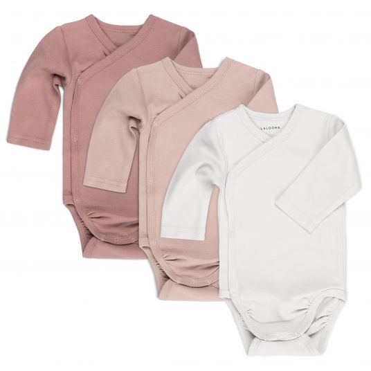 LaLoona 8-piece swaddle bodysuit set incl. romper pants, first hat & 3 pairs of scratch mittens - Berry White - Gr. 50/56