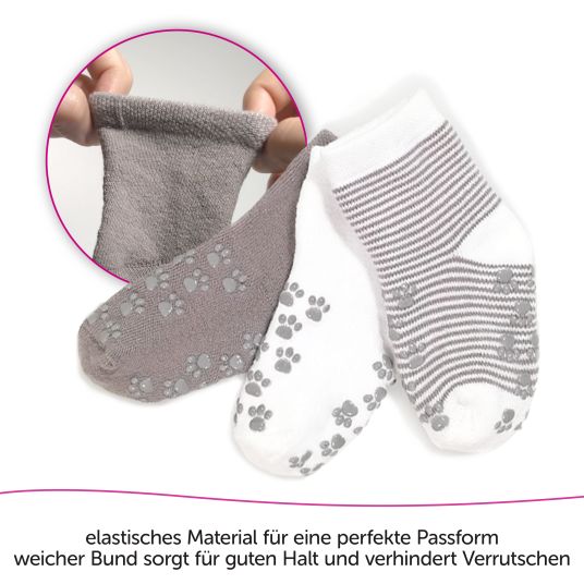 LaLoona Anti-Rutsch Socken / Krabbelsocken / Stoppersocken 5er Pack - Natur - Gr. 19/20