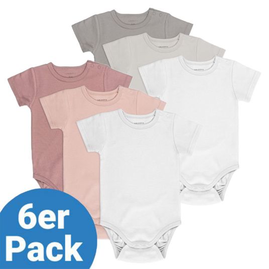 LaLoona Baby bodysuit short sleeve OEKO-TEX® 6 pack - Rose Gray - Size 98