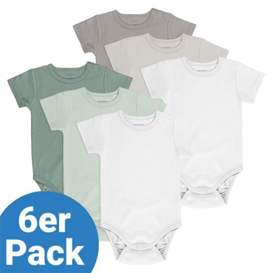 LaLoona Baby bodysuit short sleeve OEKO-TEX® 6 pack - sage green gray - size 86/92