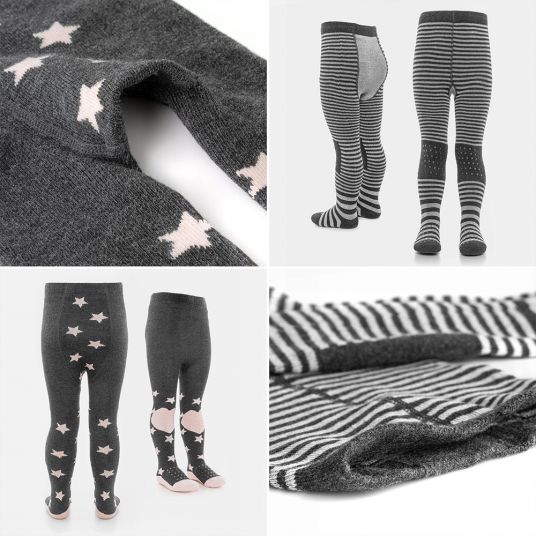 Kids Tights - Black & Light Pink Striped