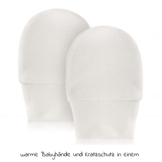 LaLoona Scratch mittens 3 pairs baby - White