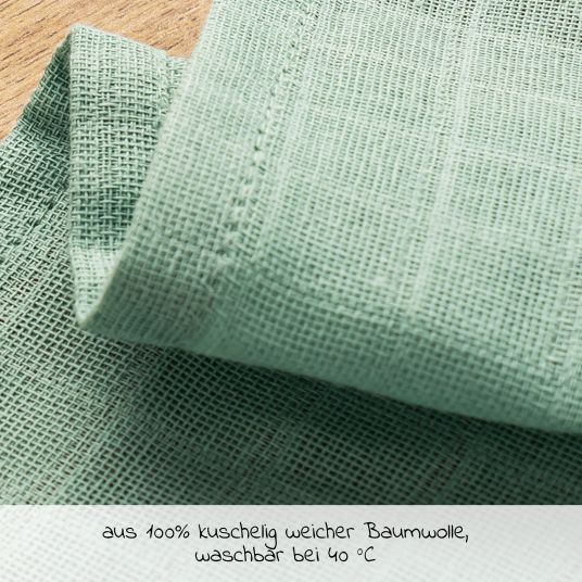 LaLoona Mullwindeln / Mulltücher / Spucktücher OEKO-TEX® 3er Pack 70 x 70 cm - Grün