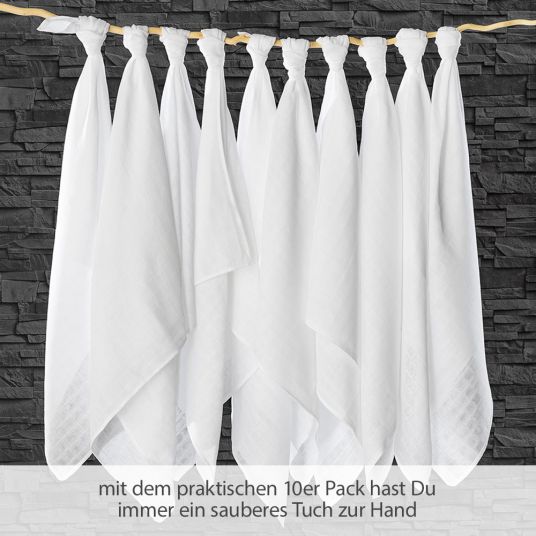 LaLoona Mullwindeln / Mulltücher / Spucktücher 10er Pack 80 x 80 cm - Weiß