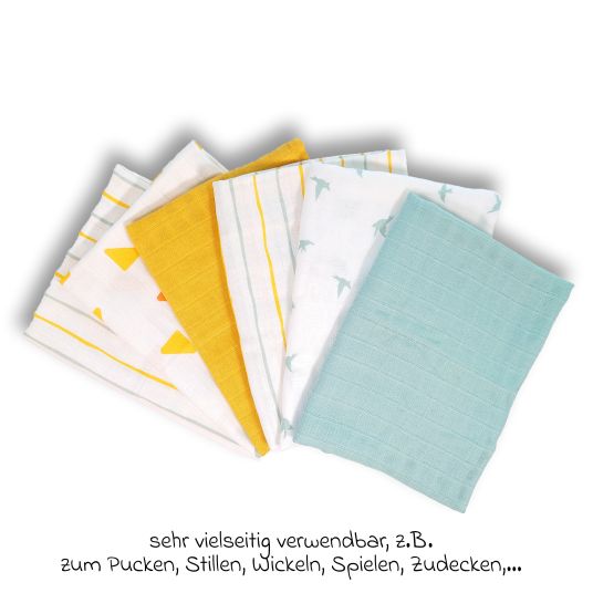 LaLoona Mullwindeln / Mulltücher / Spucktücher OEKO-TEX® 6er Pack 70 x 70 cm - Gelb Grün