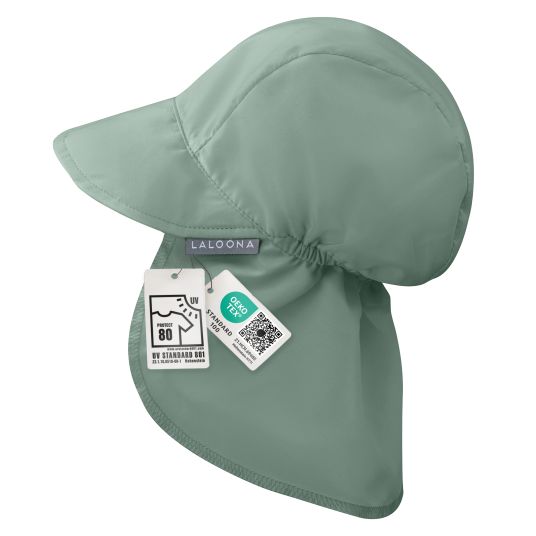 LaLoona Schirmmütze mit Nackenschutz UPF 80 - Salbeigrün - Gr. 50-51