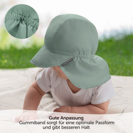 LaLoona Peaked cap with neck protection UPF 80 - Sage green - Sizes 50-51