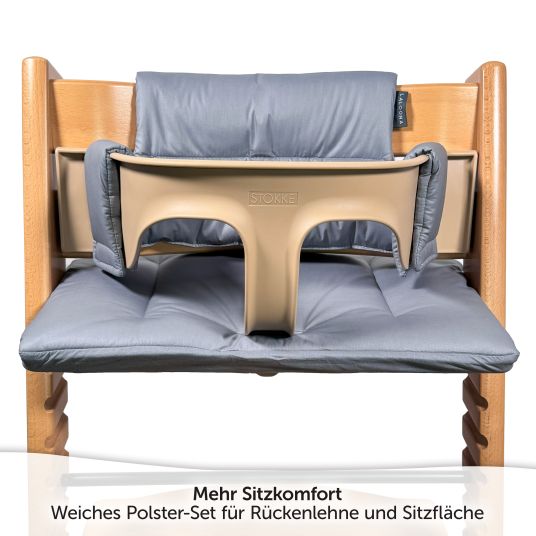 LaLoona Cuscino per sedile / seggiolone per Stokke Tripp Trapp - rivestito - grigio