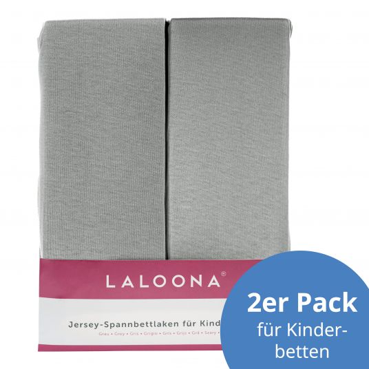 LaLoona Fitted sheet 2-pack for mattress size 60x120 cm and 70x140 cm - Grey