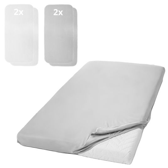 LaLoona Spannbettlaken 4er Pack für Matratzengröße 60x120 cm und 70x140 cm - Grau Weiß