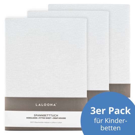 LaLoona Fitted sheet 3 pack for crib 60 x 120 / 70 x 140 cm - White