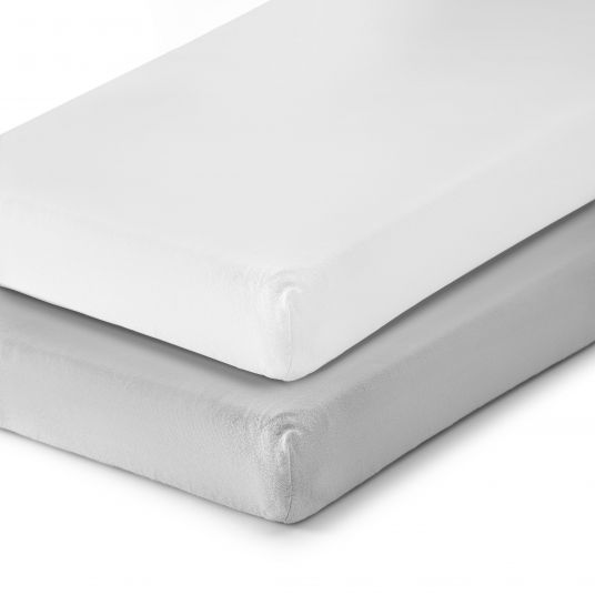 LaLoona Fitted sheet 3-pack for crib 60 x 120 / 70 x 140 cm - White / Light blue / Light gray
