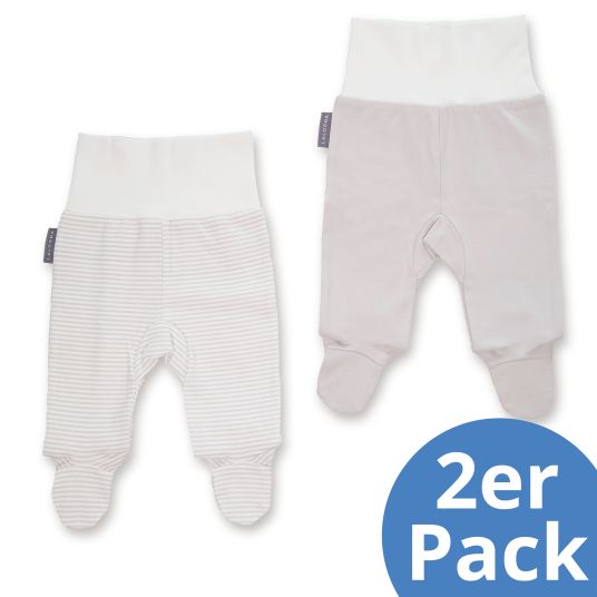 LaLoona 2-pack romper pants - Stripes - Light Taupe - Size 62/68
