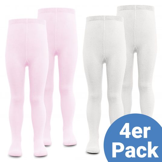 LaLoona Tights 4 pack - Pink White - Size 86/92