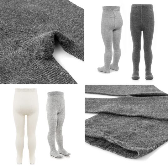 LaLoona Strumpfhose 6er Pack - Grau-Melange + Natur + Anthrazit-Melange - Gr. 62/68