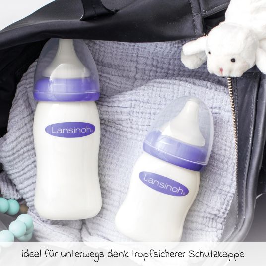 Lansinoh Set per l'allattamento da 70 pezzi - tiralatte elettrico compatto + 4 bottiglie di vetro + 36 cuscinetti per l'allattamento + 25 sacche per il latte materno + 1 pomata per i capezzoli + 3 panni per il ruttino