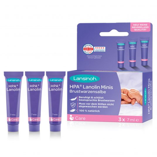 Lansinoh Nipple ointment 3-pack HPA® Lanolin Minis 3x 7ml