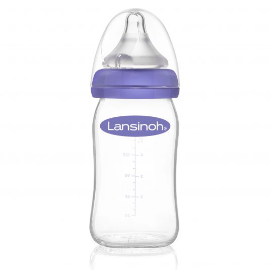 Lansinoh Glas-Flasche 160ml mit NaturalWave® Trinksauger Gr. S