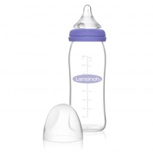 Lansinoh Glass bottle 240ml with NaturalWave® teat size M