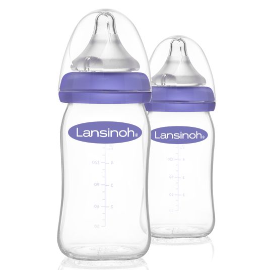 Lansinoh Glas-Flasche 2er Pack 160ml mit NaturalWave® Trinksauger Gr. S