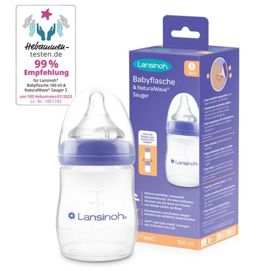 Lansinoh PP-Flasche 160ml mit Natural Wave® Trinksauger Gr. S