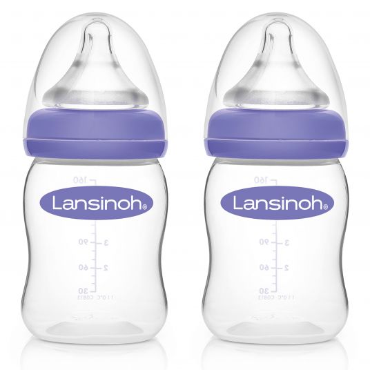 Lansinoh PP-Flasche 2er Pack 160ml mit NaturalWave® Trinksauger Gr. S