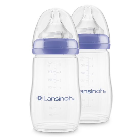 Lansinoh PP bottle 2-pack 240ml with Natural Wave® teat size M