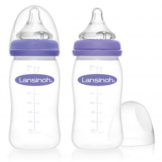 Lansinoh PP-Flasche 2er Pack 240ml mit NaturalWave® Trinksauger Gr. M