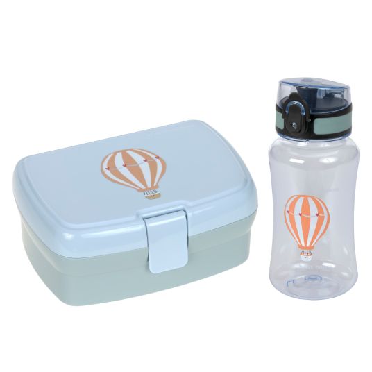 Lässig 2-piece lunch set lunch box & drinking bottle - Tiny Drivers Balloon - Blue