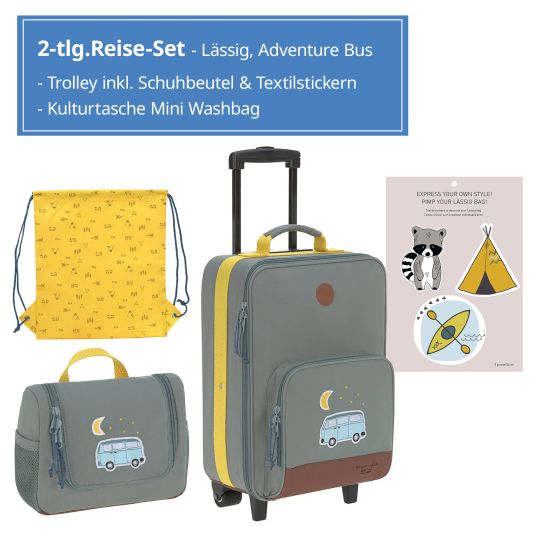 Lässig 2-piece travel set - incl. trolley + washbag - Adventure Bus