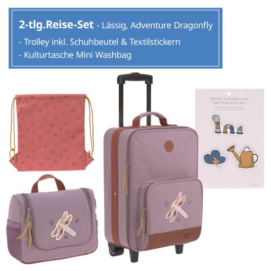 Lässig 2-tlg.Reise-Set - inkl. Trolley + Washbag - Adventure Dragonfly