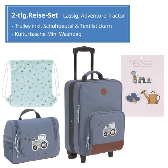 Lässig 2-tlg.Reise-Set - inkl. Trolley + Washbag - Adventure Tractor