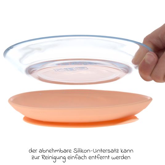 Lässig 3-piece glass / silicone tableware set - Apricot