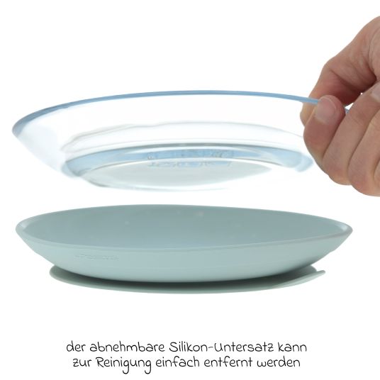 Lässig 3-piece glass / silicone tableware set - Blue