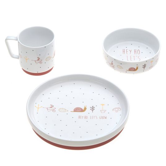 Lässig 3 pcs porcelain dinnerware set non-slip - Garden Explorer Girls