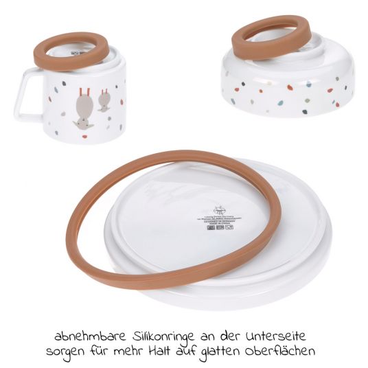 Lässig 3-piece porcelain dinnerware set non-slip - Tiny Farmer - Sheep & Goose