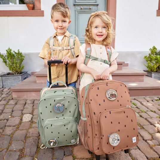 Lässig 3-piece travel set - incl. trolley + washbag + backpack - Happy Prints - Caramel