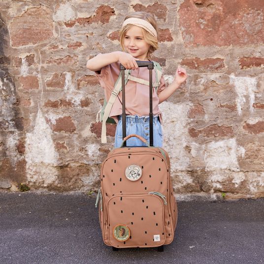 Lässig 3-piece travel set - incl. trolley + washbag + backpack - Happy Prints - Caramel