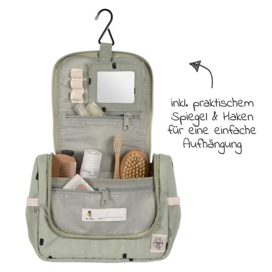 Lässig 3-piece travel set - incl. trolley + washbag + backpack - Happy Prints - Light Olive