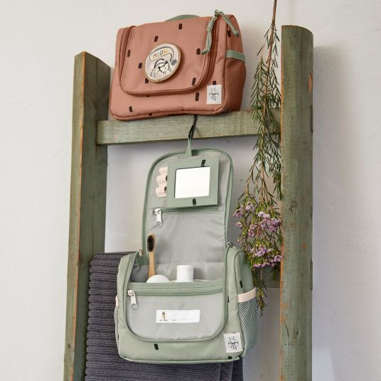 Lässig 3-piece travel set - incl. trolley + washbag + backpack - Happy Prints - Light Olive